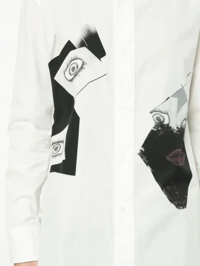 Shop Yohji Yamamoto Face Collage Print Shirt - White