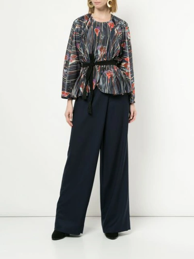 Shop Muller Of Yoshiokubo Kielyr Tie Waist Printed Blouse In Blue