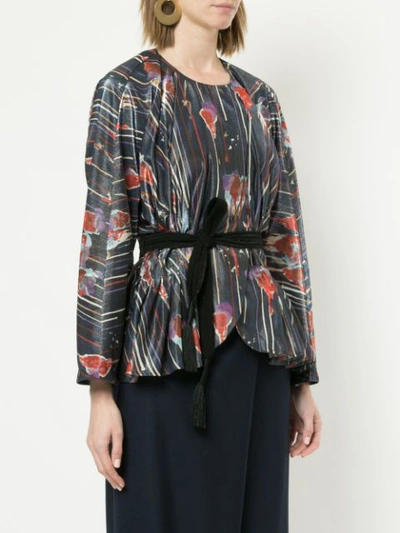 Shop Muller Of Yoshiokubo Kielyr Tie Waist Printed Blouse In Blue