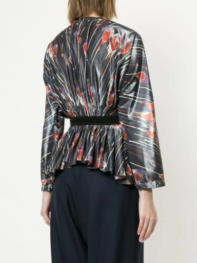 Shop Muller Of Yoshiokubo Kielyr Tie Waist Printed Blouse In Blue