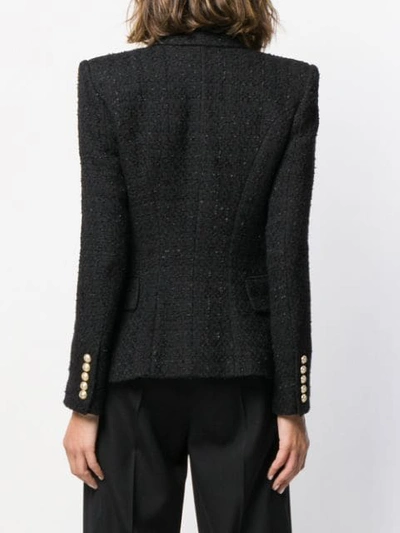 BALMAIN DOUBLE BREASTED TWEED BLAZER - 黑色