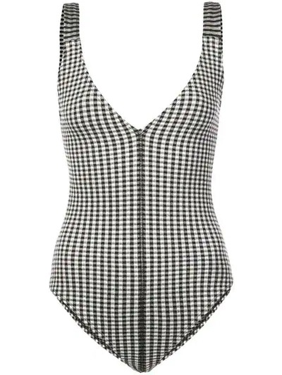 Shop Proenza Schouler Pswl Gingham Bodysuit In Black