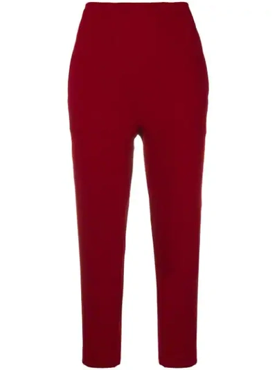 Shop Marni Cropped Slim Fit Trousers In Red