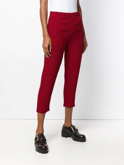 Shop Marni Cropped Slim Fit Trousers In Red