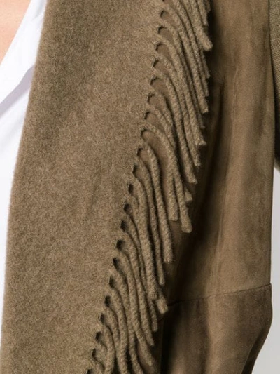 Shop Fabiana Filippi Fringed Lapel Cardigan In Brown