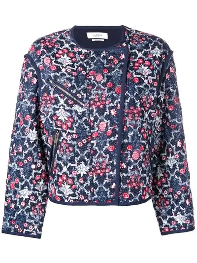 Shop Isabel Marant Étoile Cropped Floral Jacket In Blue