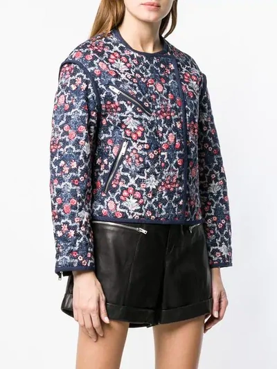 Shop Isabel Marant Étoile Cropped Floral Jacket In Blue