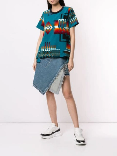 Shop Sacai Layered Front Denim Skirt In Blue