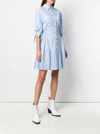 Shop Pinko Pleated Shirt Dress In Blue