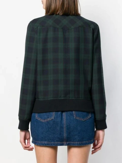 Shop A.p.c. Plaid Collared Bomber Jacket In Blue