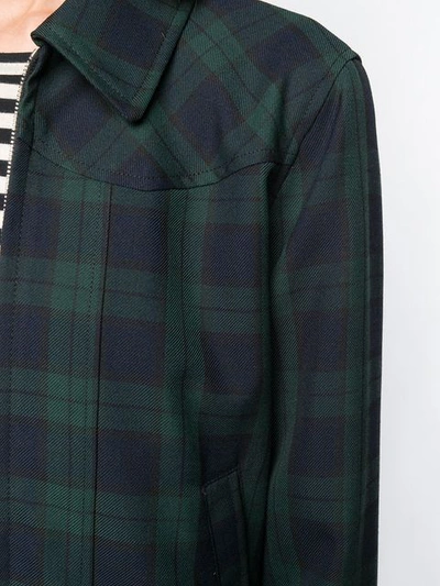 Shop A.p.c. Plaid Collared Bomber Jacket In Blue