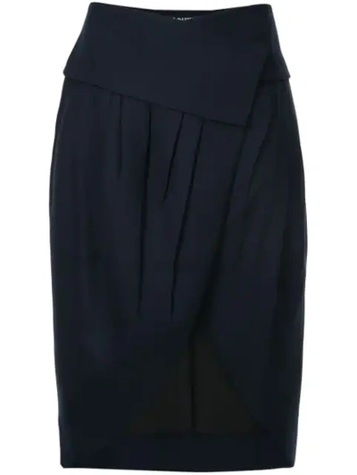 Shop Jacquemus Asymmetric Pleated Skirt In Black