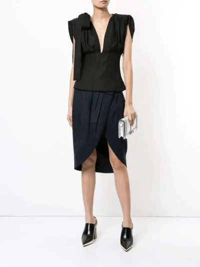 Shop Jacquemus Asymmetric Pleated Skirt In Black