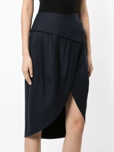 Shop Jacquemus Asymmetric Pleated Skirt In Black