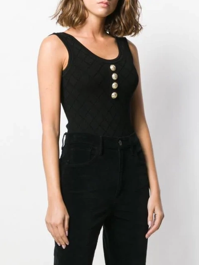 Shop Balmain Button Embellished Bodysuit In Black