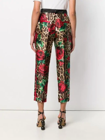 Shop Dolce & Gabbana Rose Leopard Trousers In Brown