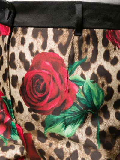 Shop Dolce & Gabbana Rose Leopard Trousers In Brown