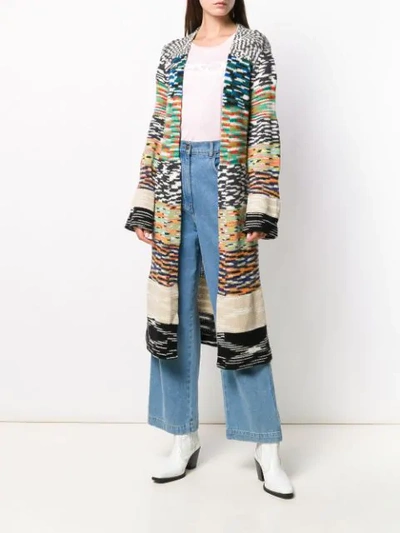 Shop Missoni Patterned Knit Longline Cardigan In Neutrals