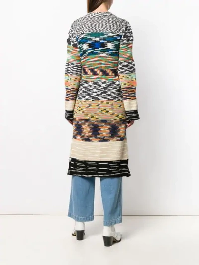 Shop Missoni Patterned Knit Longline Cardigan In Neutrals