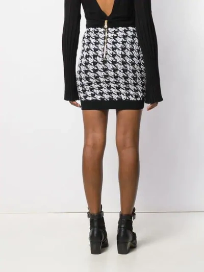 Shop Balmain Houndstooth Mini Skirt In Black