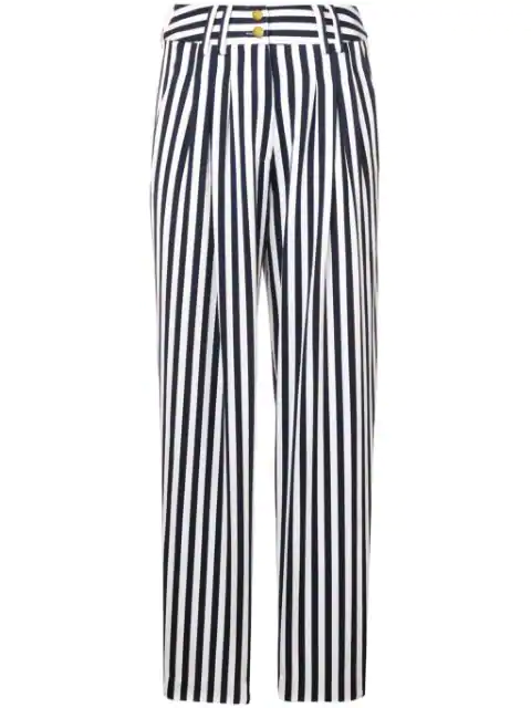 balmain striped high waisted flare pants