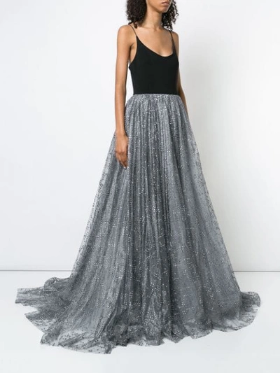 Shop Christian Siriano Glitter Tulle Detail Dress In Black