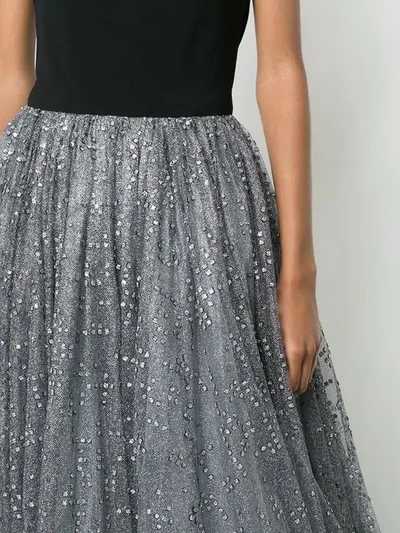 Shop Christian Siriano Glitter Tulle Detail Dress In Black