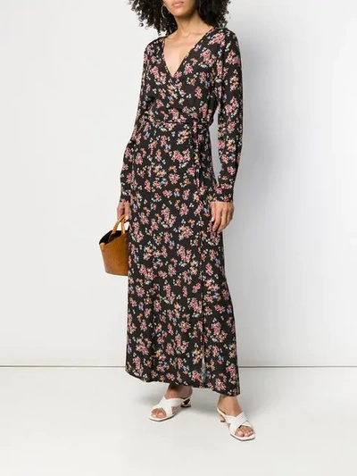 Shop Andamane Floral Print Wrap Dress In Black