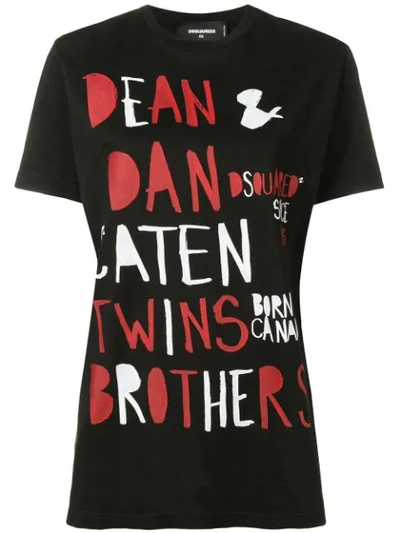 Shop Dsquared2 Caten Twins Print T-shirt In Black