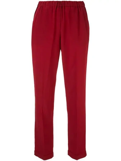 Shop Aspesi Elasticated Waist Trousers In Red