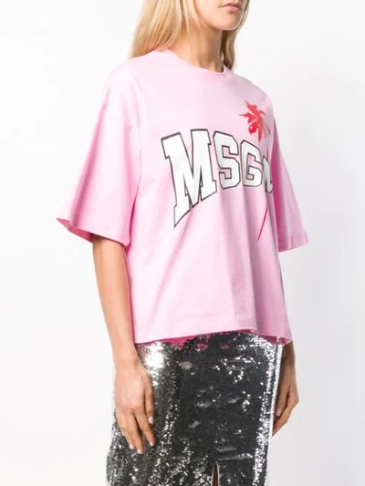 Msgm Logo Palm Tree T-shirt In Pink