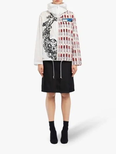 Shop Prada Lipstick And Frame Print Jacket In White