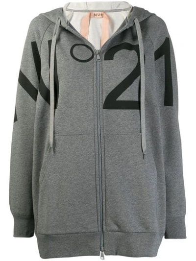 Shop N°21 Nº21 Oversized Brand Hoodie - Grey