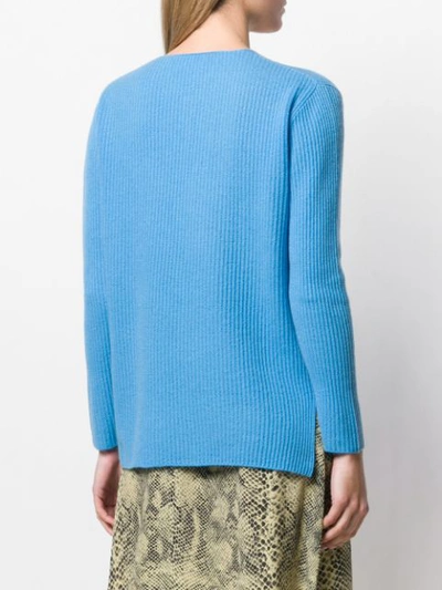 ALLUDE LONG-SLEEVE FITTED SWEATER - 蓝色