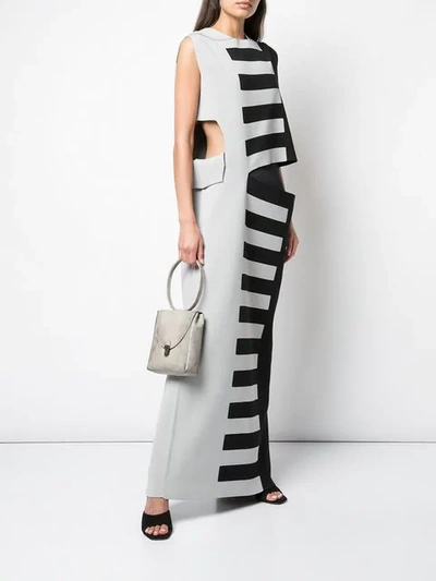 Shop Rick Owens Striped Cut-out Maxi Dress In Grey