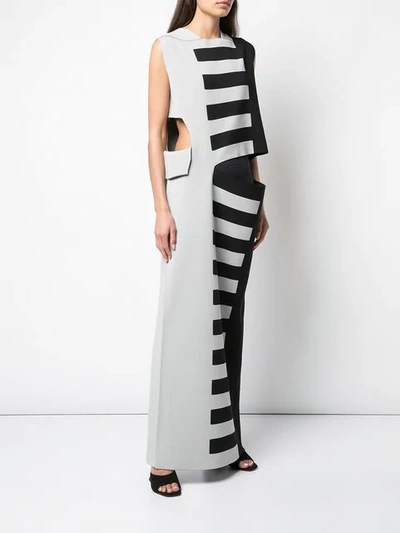 Shop Rick Owens Striped Cut-out Maxi Dress In Grey