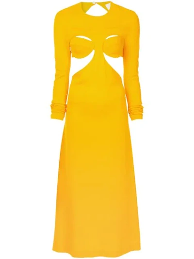 Shop Dion Lee Open Back Bra Dress - Yellow