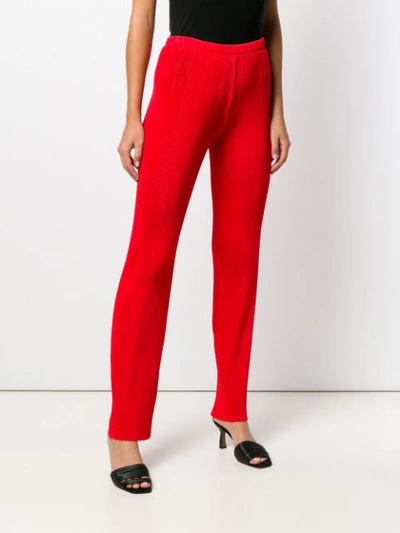 Shop Priscavera Ribbed Straight Leg Trousers - Red