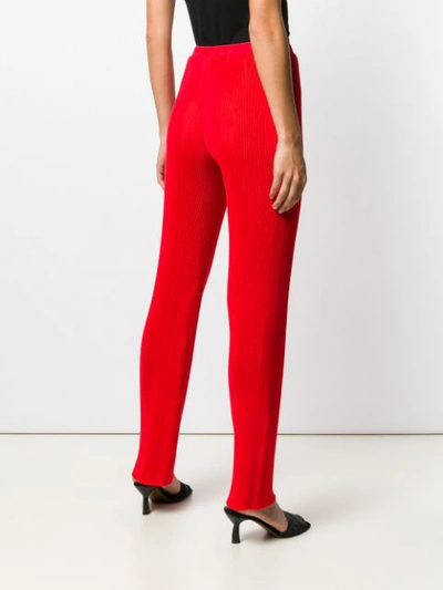 Shop Priscavera Ribbed Straight Leg Trousers - Red