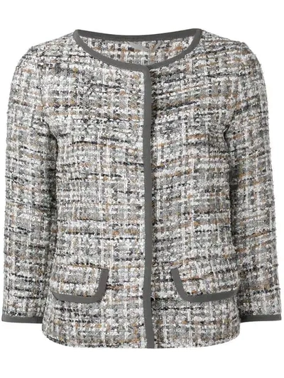 Shop Herno Short Tweed Jacket In Grey