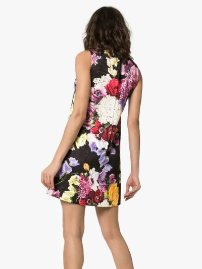 Shop Dolce & Gabbana Floral Print Jacquard Dress - Black