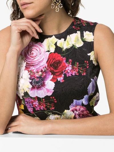 Shop Dolce & Gabbana Floral Print Jacquard Dress - Black