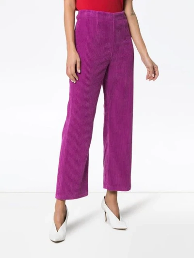 Shop Mara Hoffman Lucy High Waist Corduroy Trousers In Purple