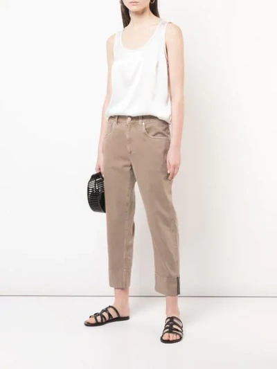 Shop Brunello Cucinelli Straight Leg Trousers In Neutrals