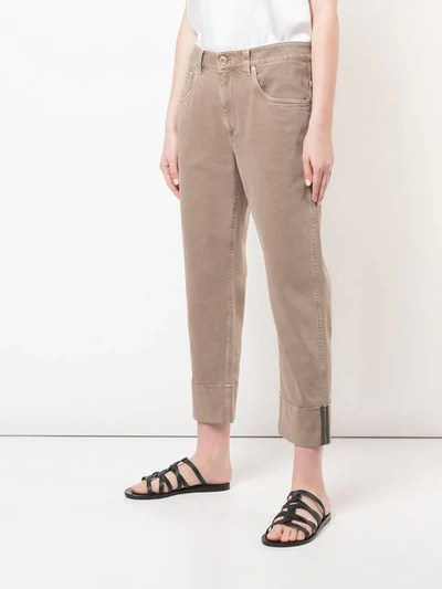 Shop Brunello Cucinelli Straight Leg Trousers In Neutrals