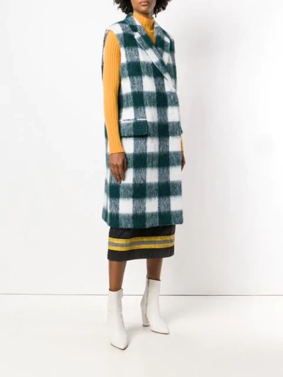 checked midi vest coat