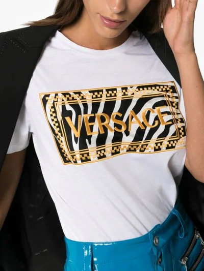 Shop Versace Embroidered Logo T-shirt - White
