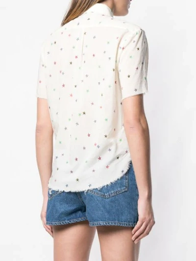 Shop Saint Laurent Star-print Short-sleeve Shirt In Neutrals