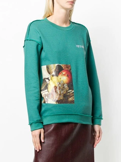 Shop Au Jour Le Jour Caravaggio Print Sweatshirt In Green