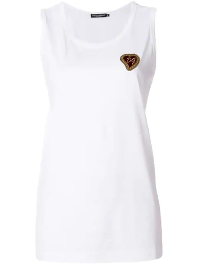 Shop Dolce & Gabbana Applique Tank Top In White